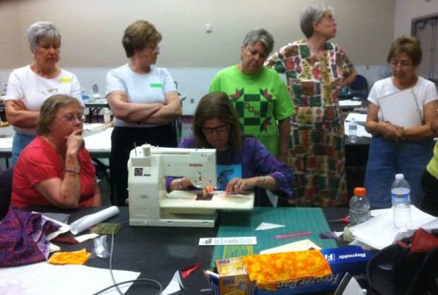 Gail on Christa's Bernina
