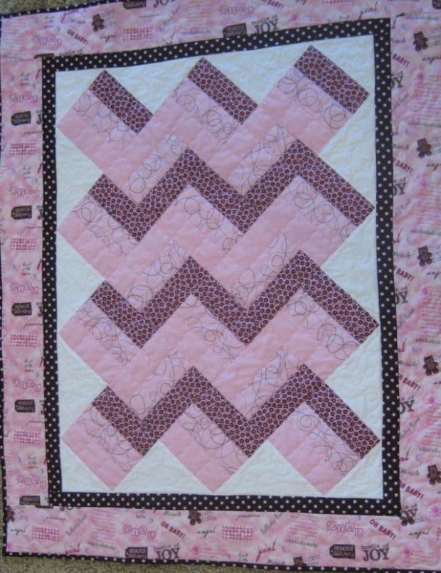 Pink & Brown Baby Quilt
