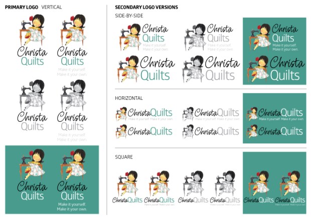 The final variations of the logo include 4 sizes, all in color, b&w and reverse options. This provides Christa with flexibility to use the logo in virtually any application.