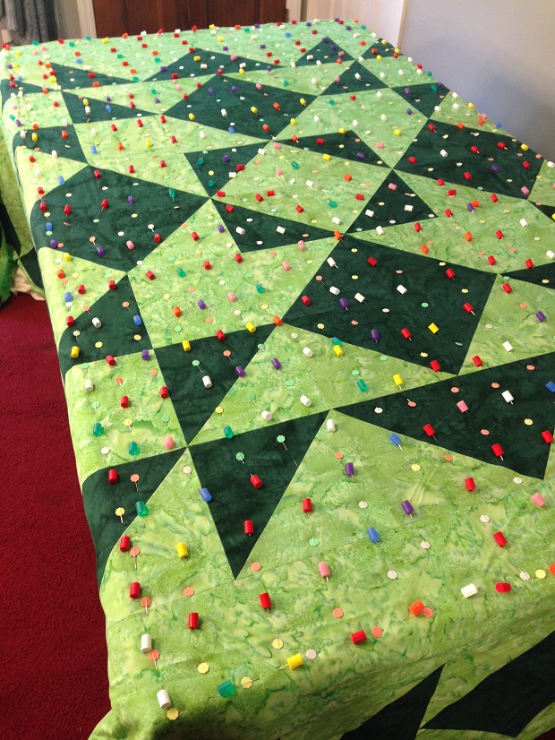 basting king sized quilt