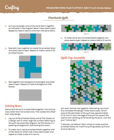 Free Pattern included in The Quilter's Path Craftsy Class by Christa Watson