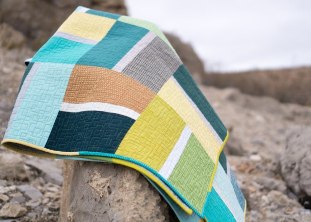 Machine Quilting Boxes on Stepping Stones