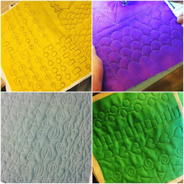 Machine Quilting Practice, student work from a class by Christa Watson