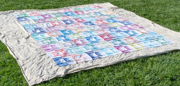 Spray baste the quilt top