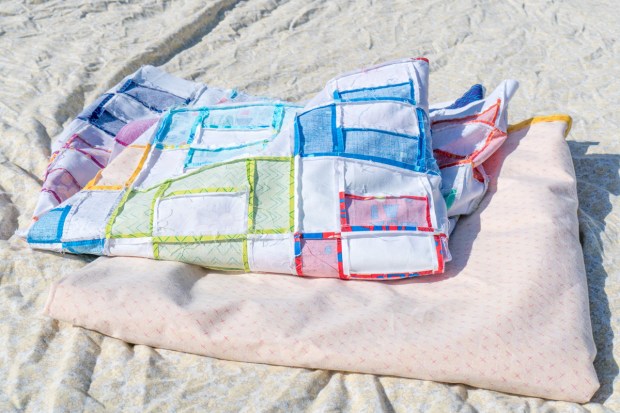 Quilt top and back with basting spray