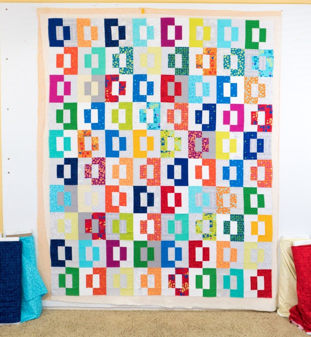 Wall Basting Quilt Tutorial for Modern Puzzle Free Quilt Pattern