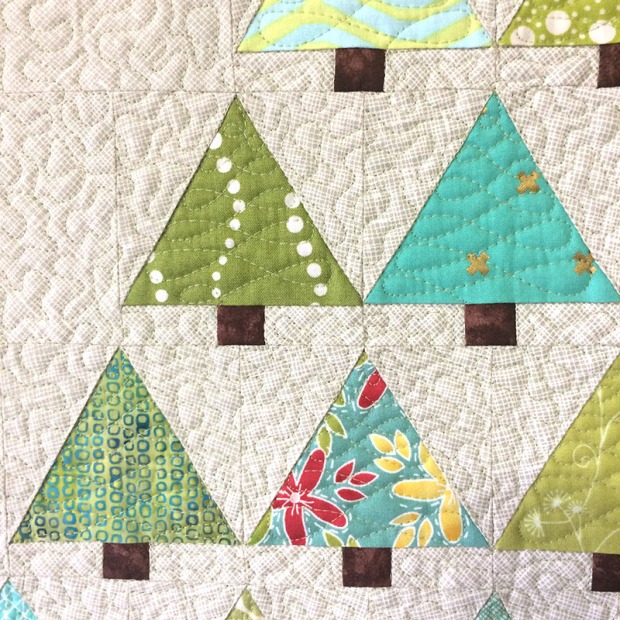 Machine Quilting Detail on Tiny Trees