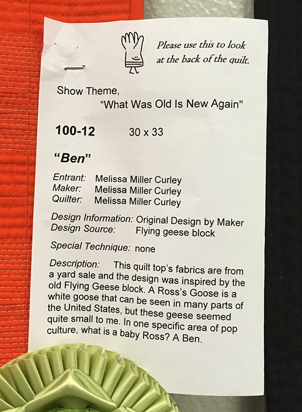 Artists Statement at Quilt Show