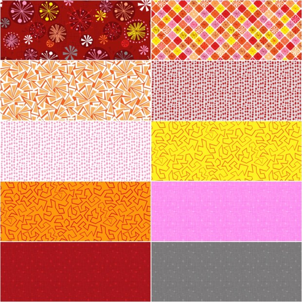 Fandangle Fabric by Christa Watson in the Warm Colorway