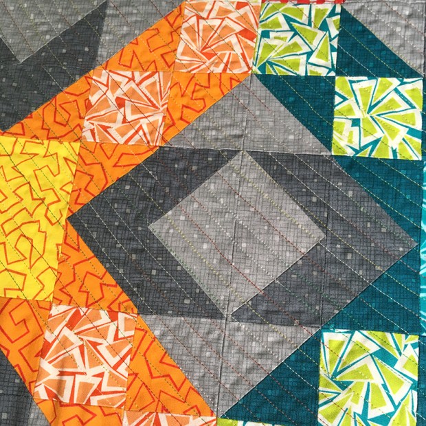 Machine quilting detail variegated thread