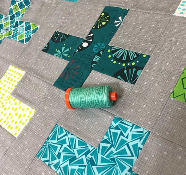 Aurifil Creme De Menthe on Surplus Strips
