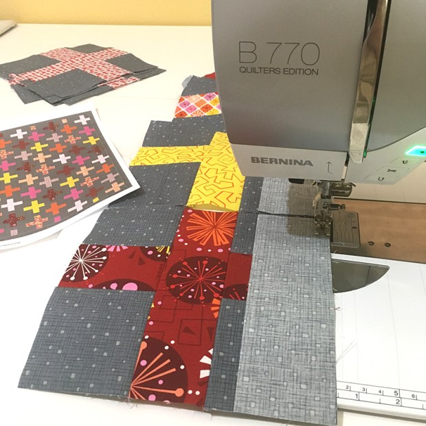 Surplus Strips blocks Fandangle Fabric warm colorway