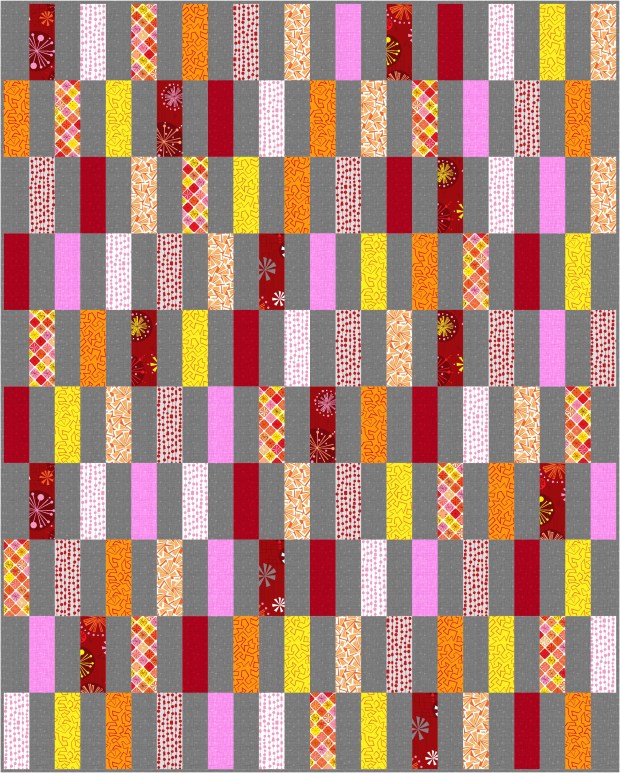 Simple Strips in Warm colorway of Fandangle