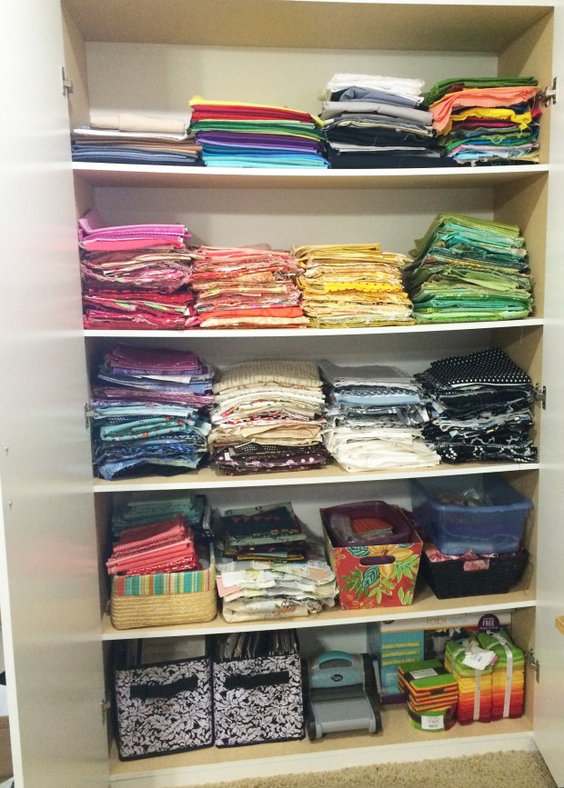 My Quilting Stash after the big cleanup