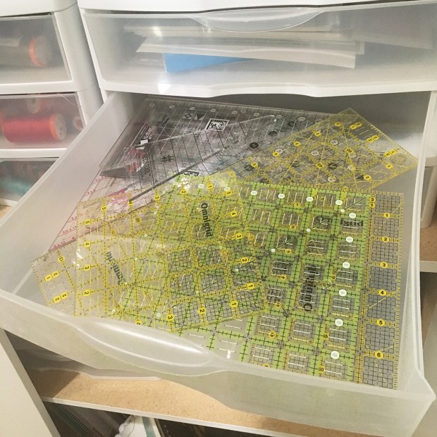 Storing small acrylic rulers in a drawer