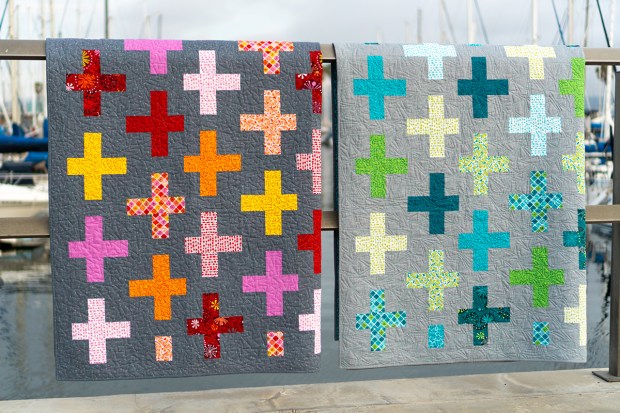 Surplus Strips quilts in warm and cool, made with Fandangle fabric by Christa Watson