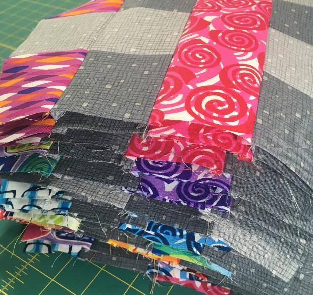 Rainbow Weave blocks in progress