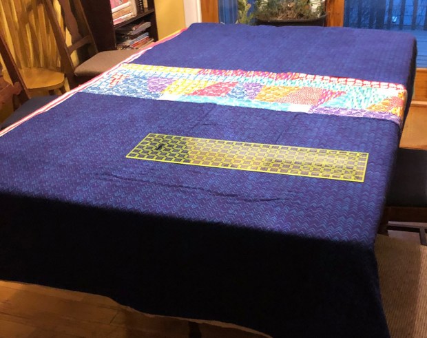 Abstract Garden and Modern Marks pieced backing by Lynn L