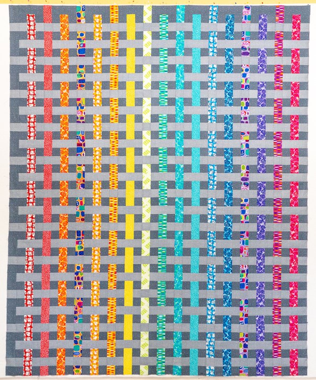 Rainbow Weave Quilt Top by Christa Watson