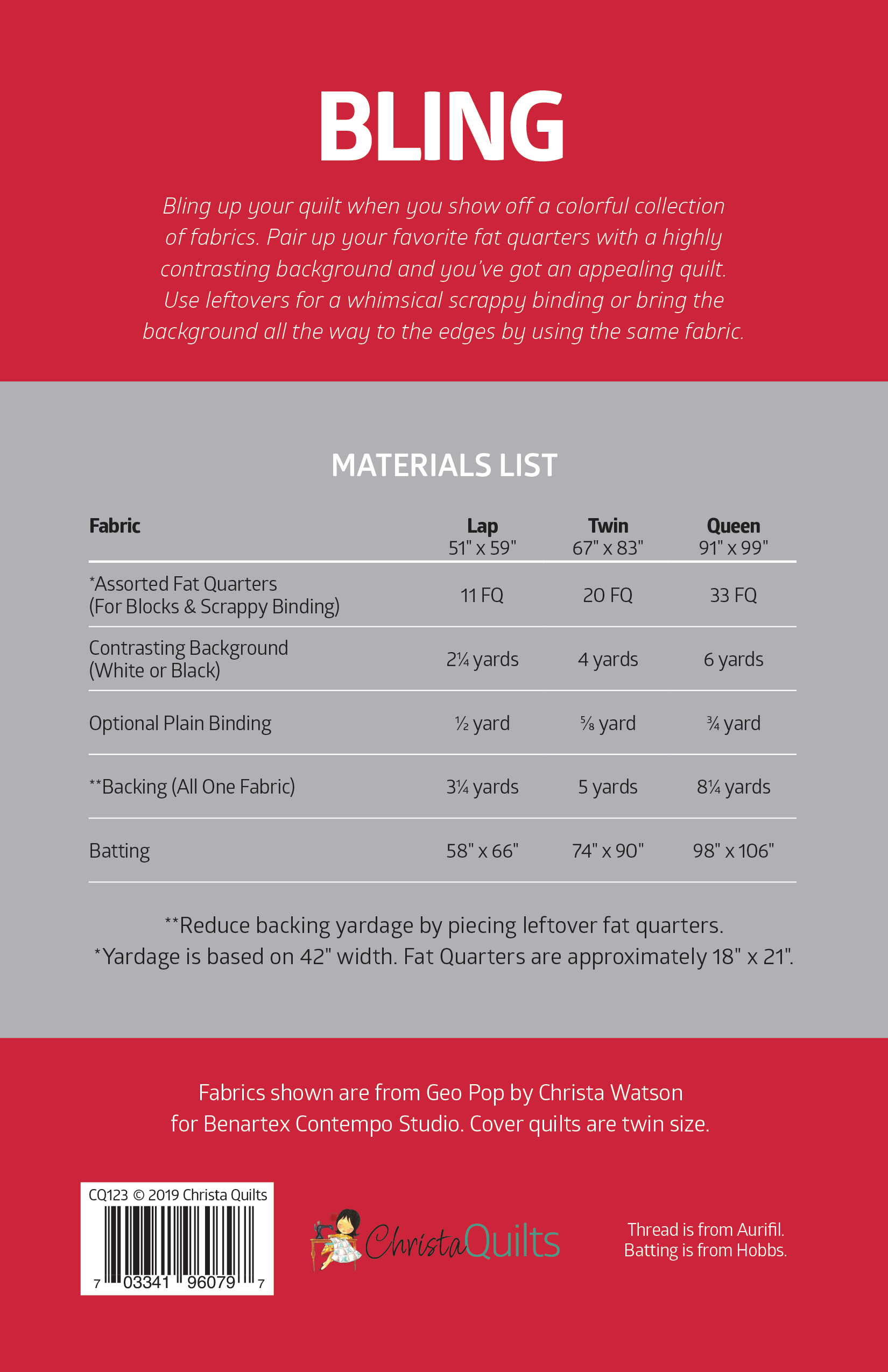 Bling Quilt Pattern by Christa Watson