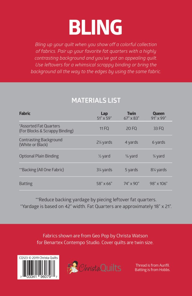 Bling Quilt Pattern by Christa Watson