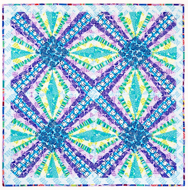 Pieced Primose Quilt Abstract Garden Cool