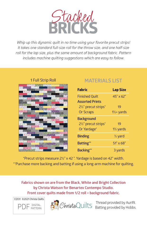Get My Free Quilt Pattern! Stacked Bricks made from Black, White ...